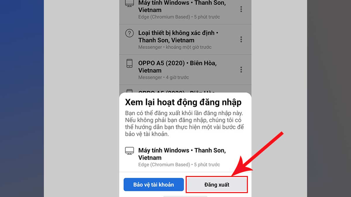 Đăng xuất Messenger trên Android bằng cách xóa nơi đăng nhập trong bảo mật bước 4
