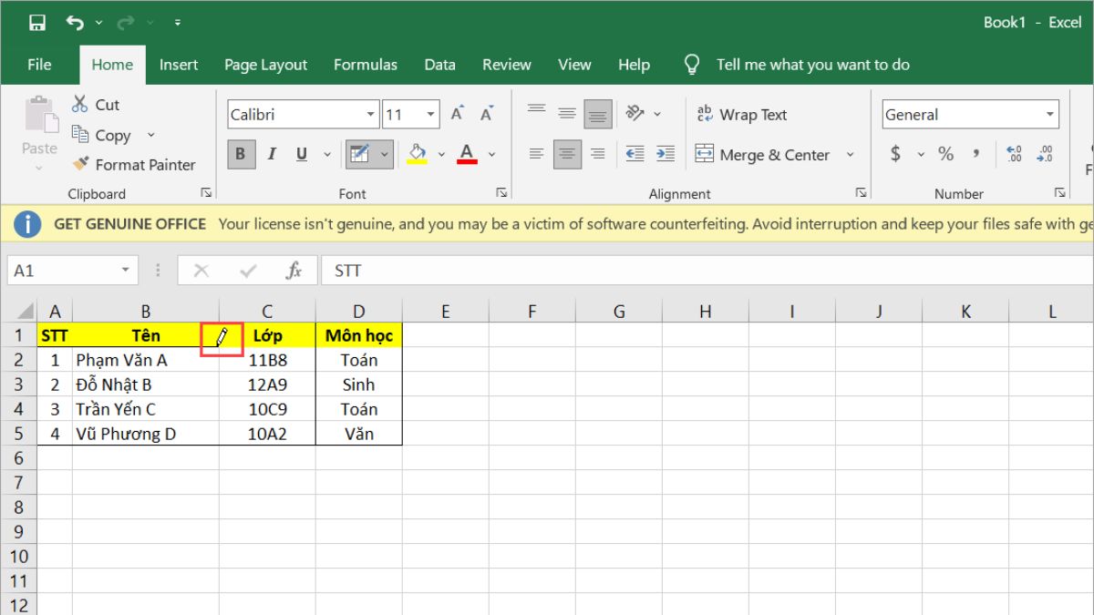 Hướng dẫn cách đếm số ô trong Excel - Ví dụ minh họa đơn giản