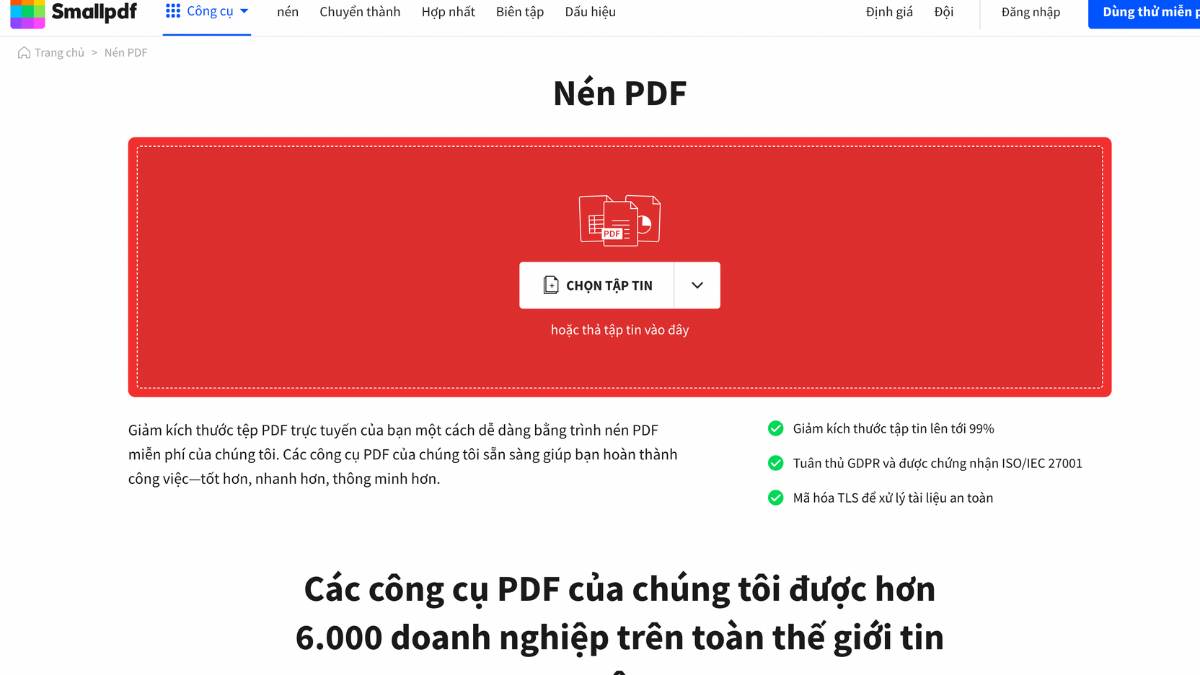 Cách nén file pdf giảm dung lượng bước 1