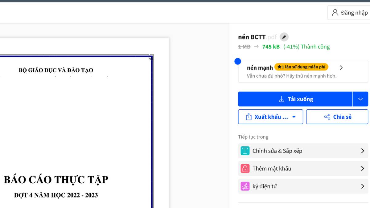 Cách nén file pdf giảm dung lượng bước 3