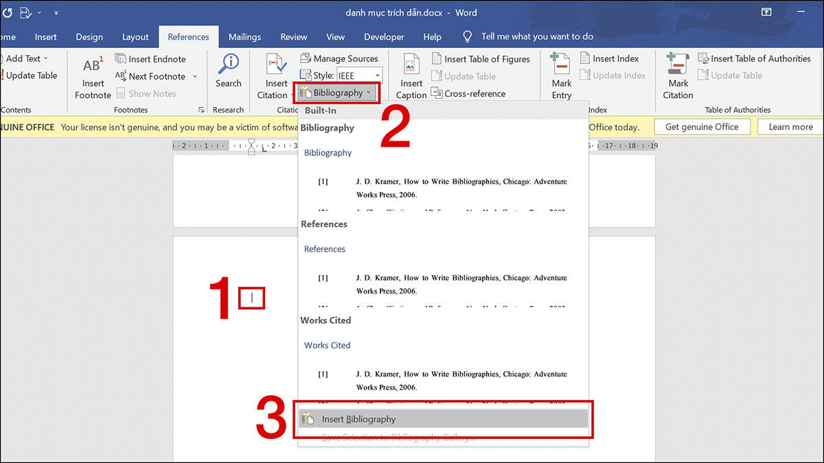 Cách trích dẫn tài liệu tham khảo trong Word 2007 bước 3