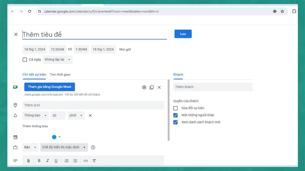 Cách tạo 1 link cuộc họp video cố định trên Google Meet bước 3