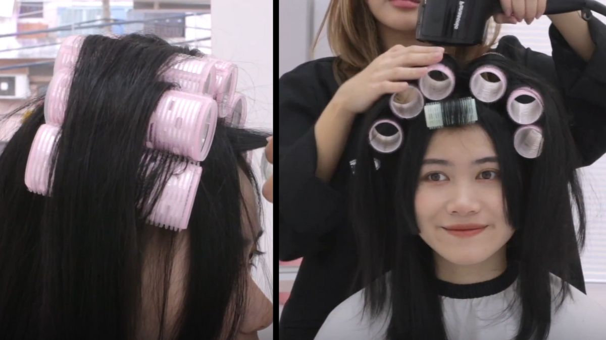 Cách uốn phồng chân tóc bằng lô tóc bước 3