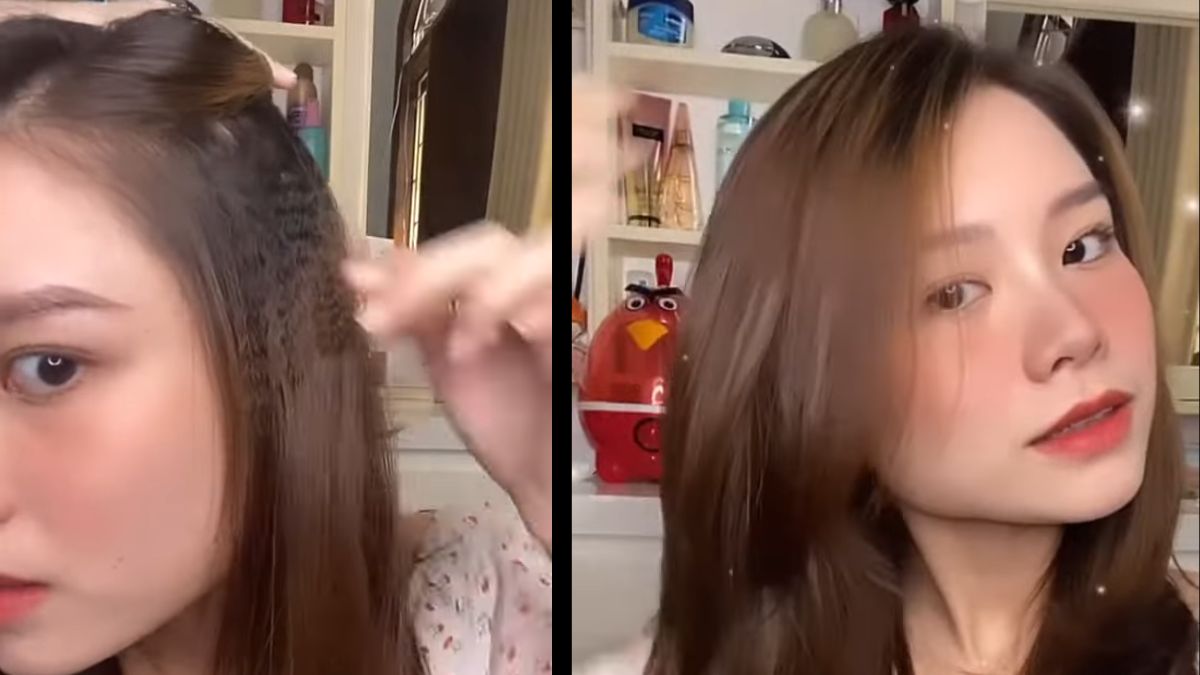 Cách uốn phồng chân tóc bằng máy dập xù bước 3
