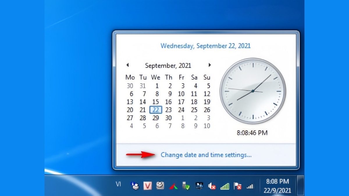 Cách chỉnh thủ công thời gian trên máy win 7 bước 1
