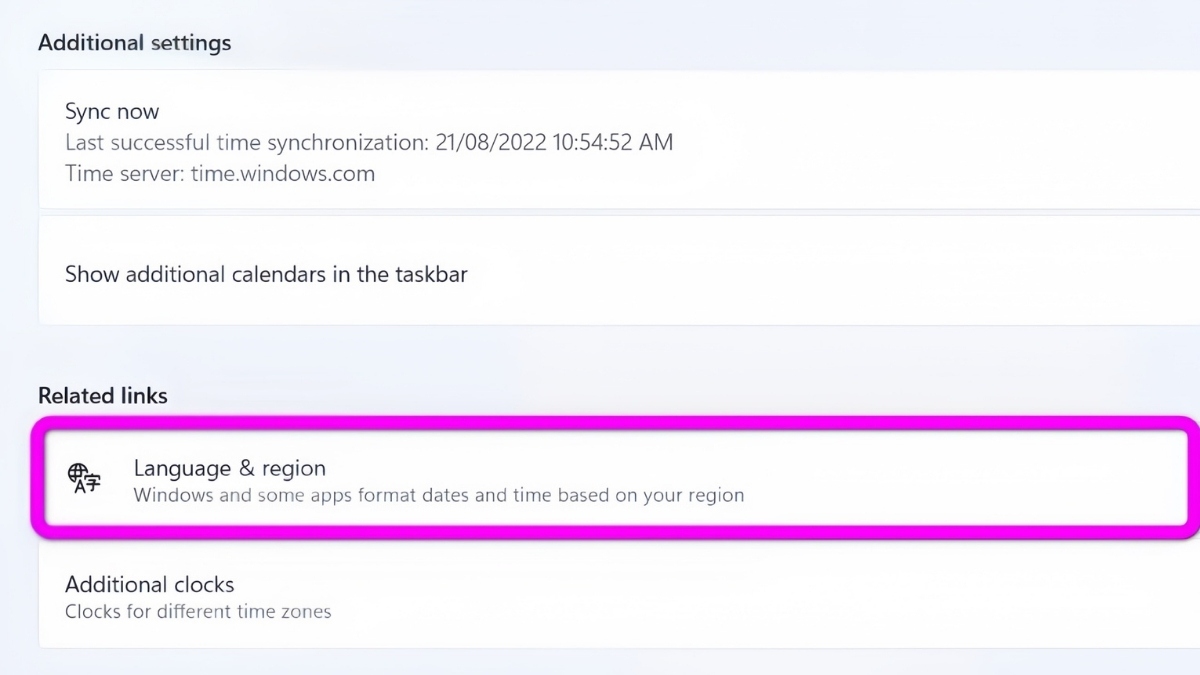 Cách chỉnh giờ trên máy tính Win 11 bước 2