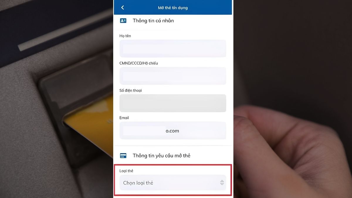 Hướng dẫn cách mở thẻ tín dụng Sacombank trực tuyến bước 2