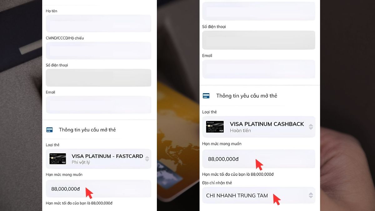 Hướng dẫn cách mở thẻ tín dụng Sacombank trực tuyến bước 4
