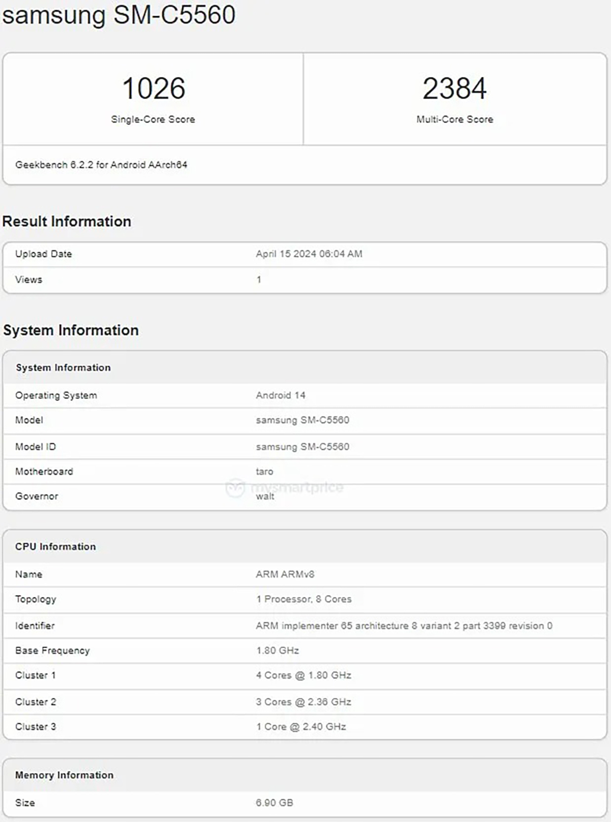 Galaxy C55 xuất hiện trên Geekbench