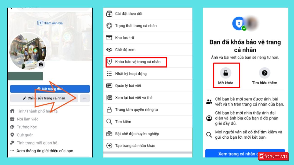 Cách mở khóa trang cá nhân trên Facebook